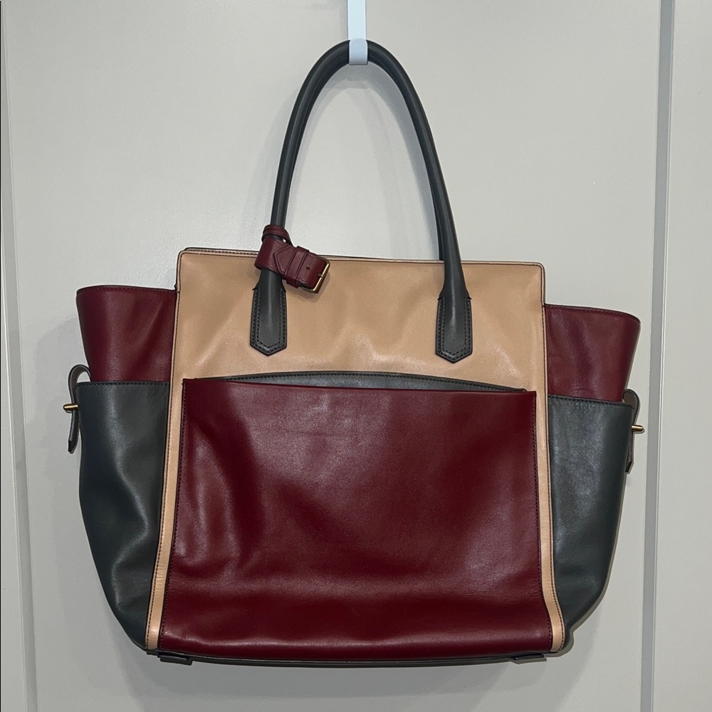 Reed Krakoff Red and Grey Structured Tote